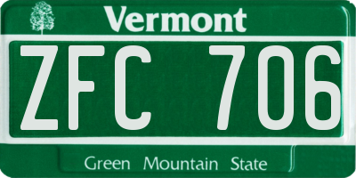 VT license plate ZFC706