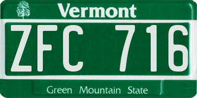 VT license plate ZFC716