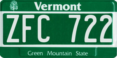 VT license plate ZFC722