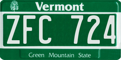 VT license plate ZFC724