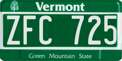 VT license plate ZFC725