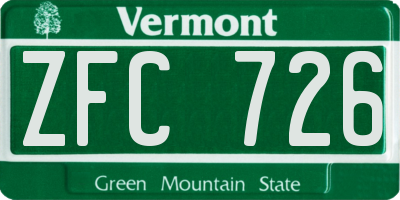 VT license plate ZFC726