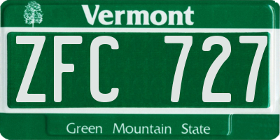 VT license plate ZFC727
