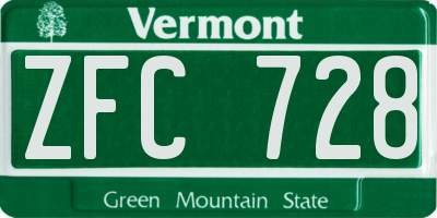 VT license plate ZFC728