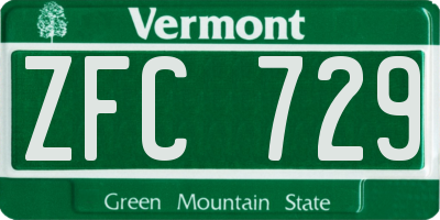 VT license plate ZFC729