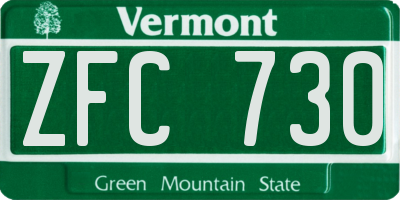 VT license plate ZFC730