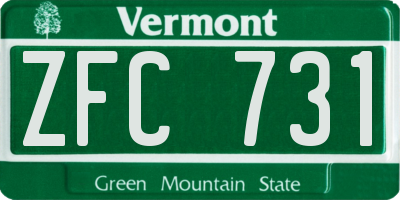 VT license plate ZFC731