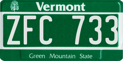VT license plate ZFC733