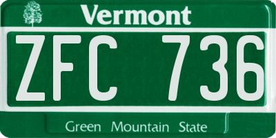 VT license plate ZFC736