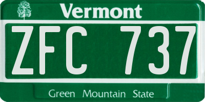 VT license plate ZFC737