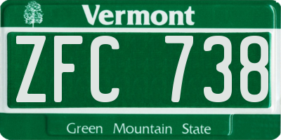 VT license plate ZFC738