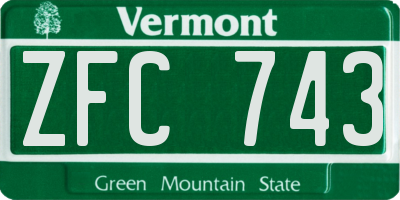 VT license plate ZFC743