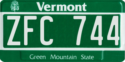 VT license plate ZFC744