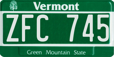 VT license plate ZFC745