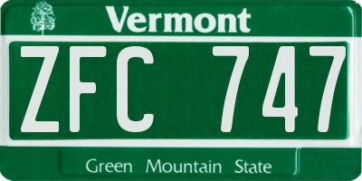 VT license plate ZFC747