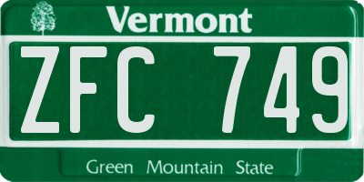 VT license plate ZFC749