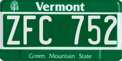 VT license plate ZFC752
