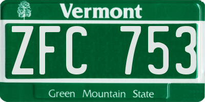 VT license plate ZFC753