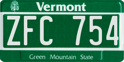 VT license plate ZFC754