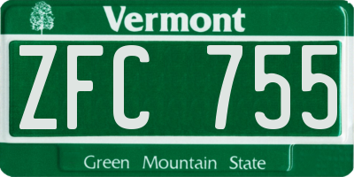 VT license plate ZFC755