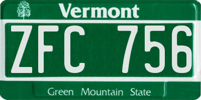 VT license plate ZFC756