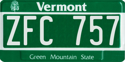 VT license plate ZFC757