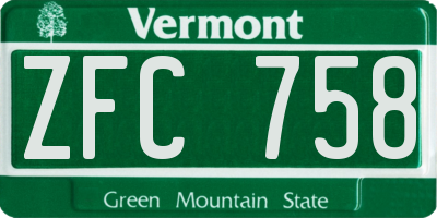 VT license plate ZFC758