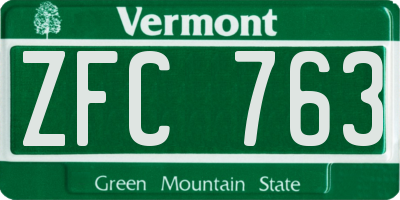VT license plate ZFC763