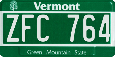VT license plate ZFC764