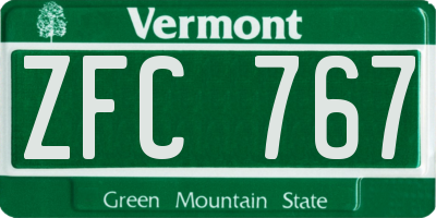 VT license plate ZFC767