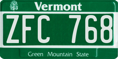 VT license plate ZFC768