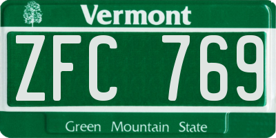 VT license plate ZFC769