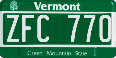 VT license plate ZFC770