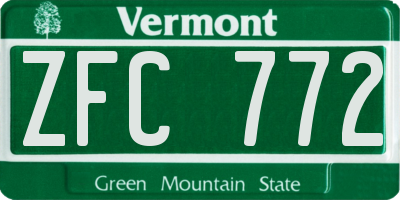VT license plate ZFC772
