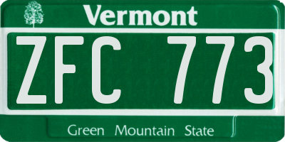 VT license plate ZFC773