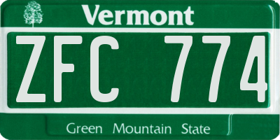 VT license plate ZFC774