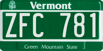 VT license plate ZFC781
