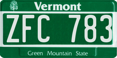 VT license plate ZFC783