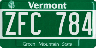 VT license plate ZFC784