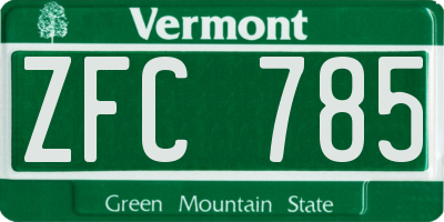 VT license plate ZFC785