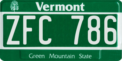 VT license plate ZFC786
