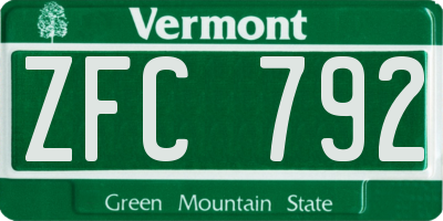 VT license plate ZFC792