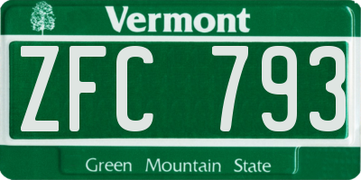 VT license plate ZFC793