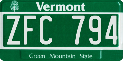VT license plate ZFC794