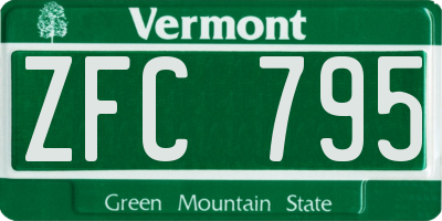 VT license plate ZFC795