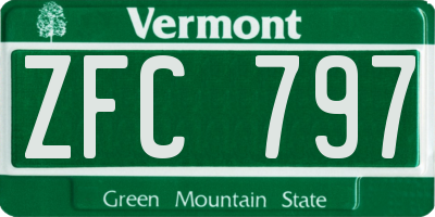 VT license plate ZFC797