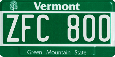 VT license plate ZFC800