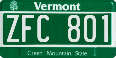 VT license plate ZFC801