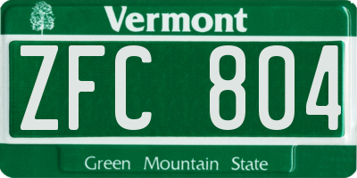 VT license plate ZFC804