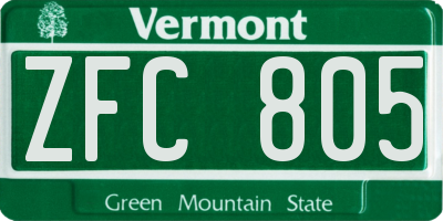 VT license plate ZFC805